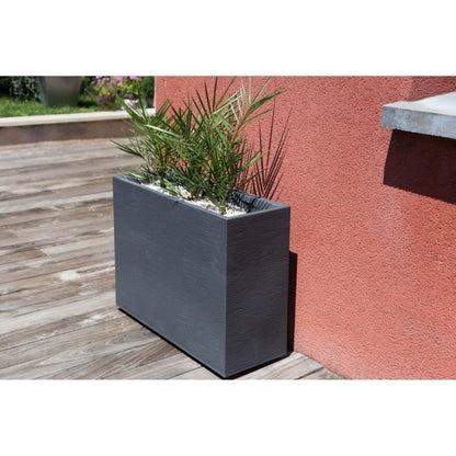 EDA PLASTIQUE Bac à fleurs Muret Loft Graphit - 46 L - 78,5 x 29,5 x 60 cm - Gris anthracite