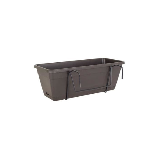 ARTEVASI Kit Jardinière Venezia avec réserve d'eau - 10 L - 49 x 19,5 x 16,6 cm - Gris anthracite