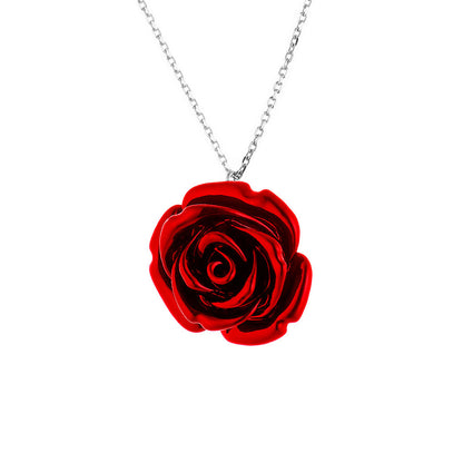 Collier Argent 925 Millièmes orné d'un Pendentif "RED ROSE"