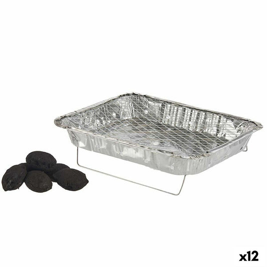 Barbecue Jetable Aluminium Charbon 30 x 5,3 x 46,5 cm (12 Unités)