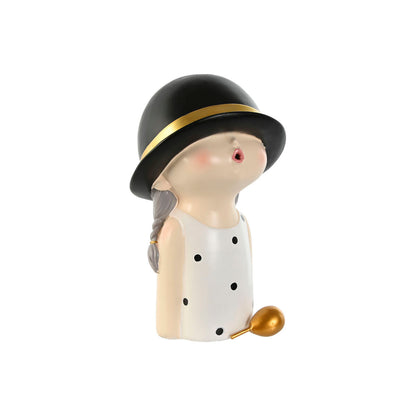 Figurine Décorative Home ESPRIT Blanc Noir 15 x 18 x 26 cm (2 Unités)