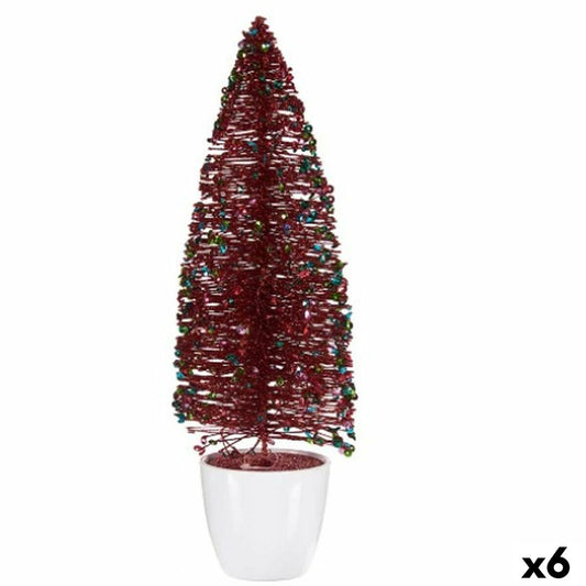 Figurine Décorative Sapin de Noël Rouge Plastique 10 x 33 x 10 cm (6 Unités)