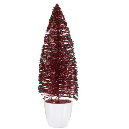 Figurine Décorative Sapin de Noël Rouge Plastique 10 x 33 x 10 cm (6 Unités)