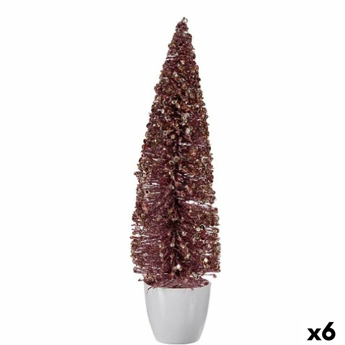 Figurine Décorative Sapin de Noël Rose Plastique 10 x 38 x 10 cm (6 Unités)