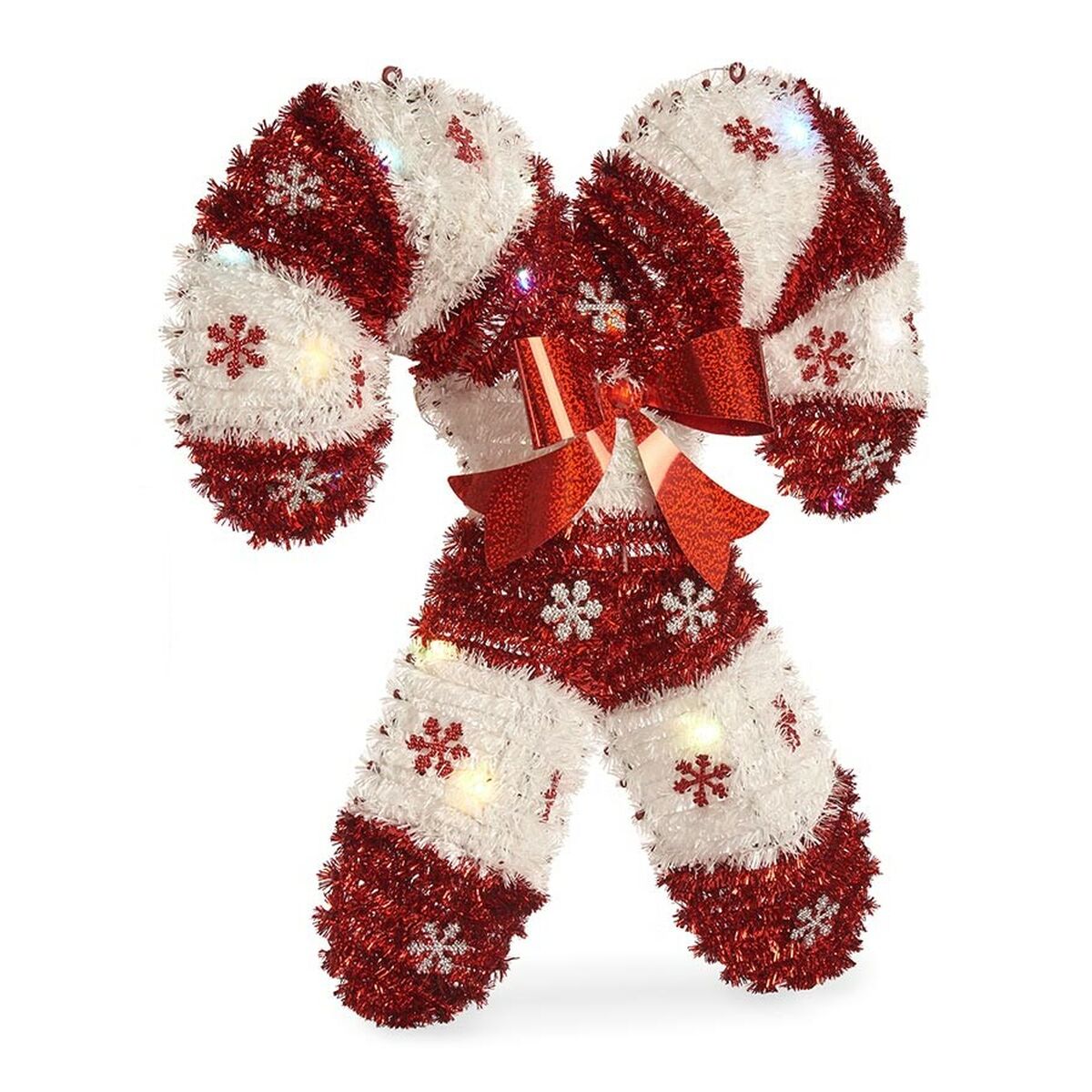 Figurine Décorative Sucre d'Orge guirlande Lumière LED Blanc Rouge polypropylène PET 47 x 6 x 47 cm (12 Unités)