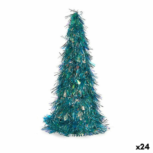 Figurine Décorative Sapin de Noël guirlande Bleu polypropylène PET 24 x 46 x 24 cm (24 Unités)