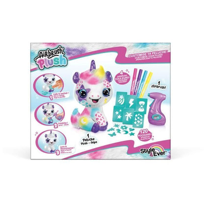 Peluche Air brush Licorne a personnaliser - Peluche spray art avec feutres et pochoirs - OFG228 - Canal Toys