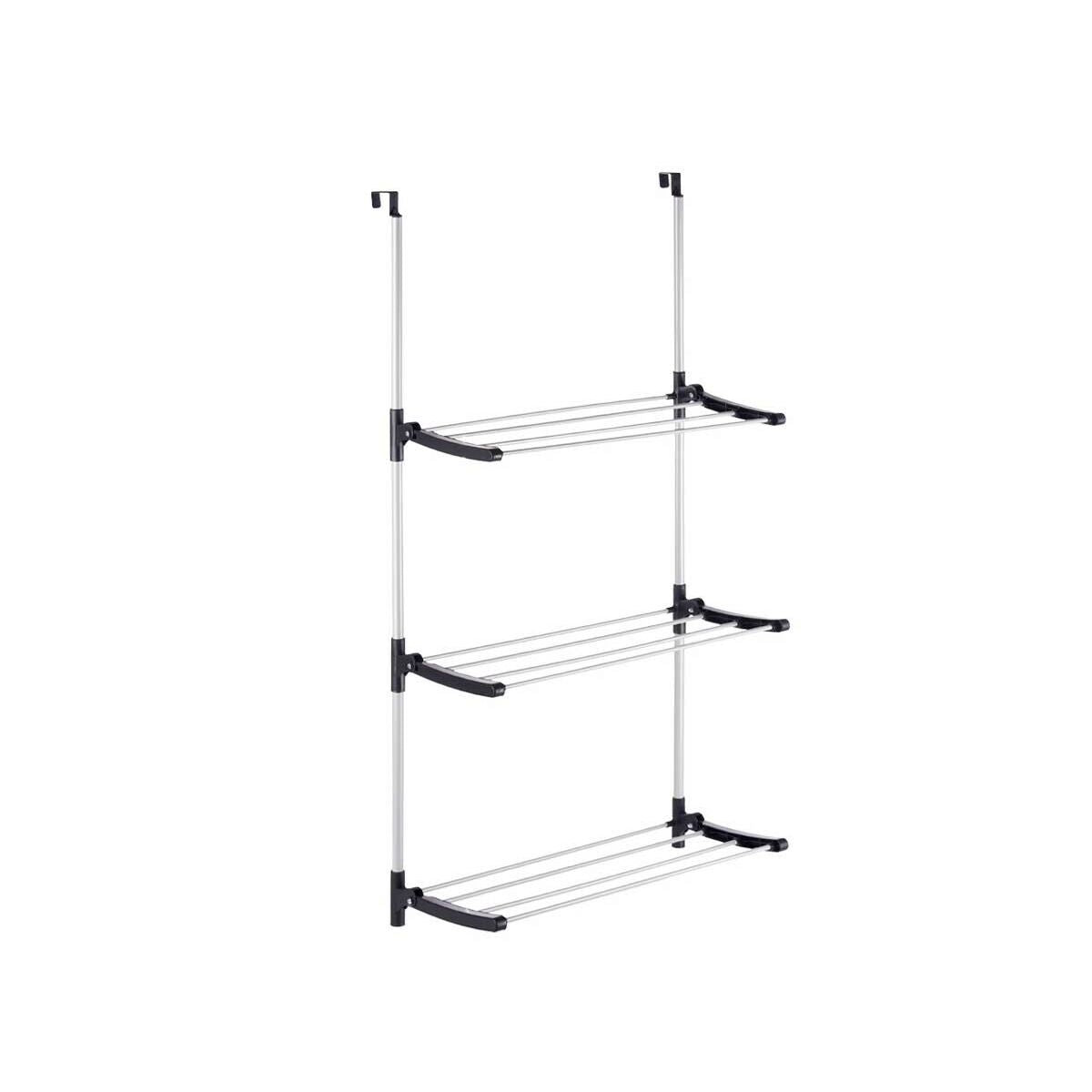 Séchoir Pliable Noir Argenté 65,5 x 29 x 129 cm Portes (12 Unités)