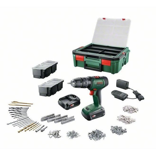 Perceuse-visseuse Bosch - UniversalDrill 18 (Livrée avec 2 batteries 1,5 Ah, SystemeBox, 241 accessoires) - PowerForAll