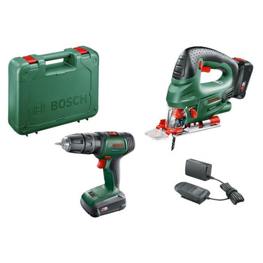 Pack 2 outils Bosch - Perceuse a percussion UniversalImpact 18 + Scie sauteuse PST 18 (2 batt, 1 chargeur, 1 coffret) - 06039D410B