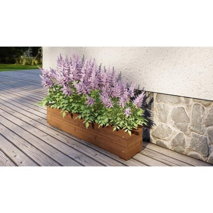 Jardinières a fleurs EKJU - 95x18xh20 cm - Traitées en autoclave brun