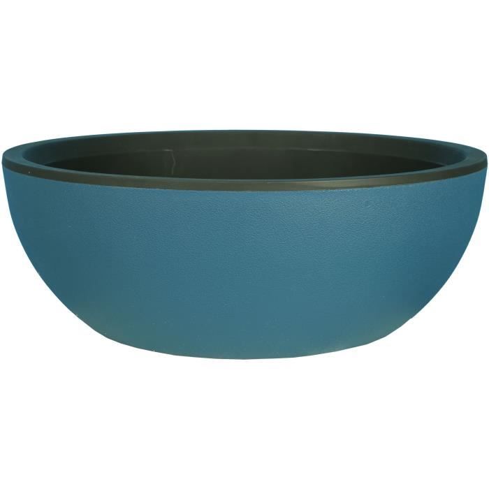 Bac a fleurs rond RIVIERA COUPE GRANIT - Plastique - Diametre 40 cm - Bleu