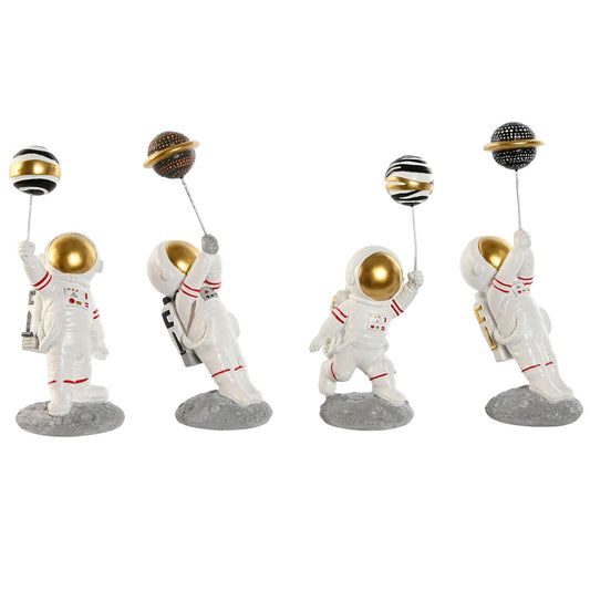 Figurine Décorative Home ESPRIT Blanc Doré Astronaute 10,5 x 10,5 x 25 cm (4 Unités)