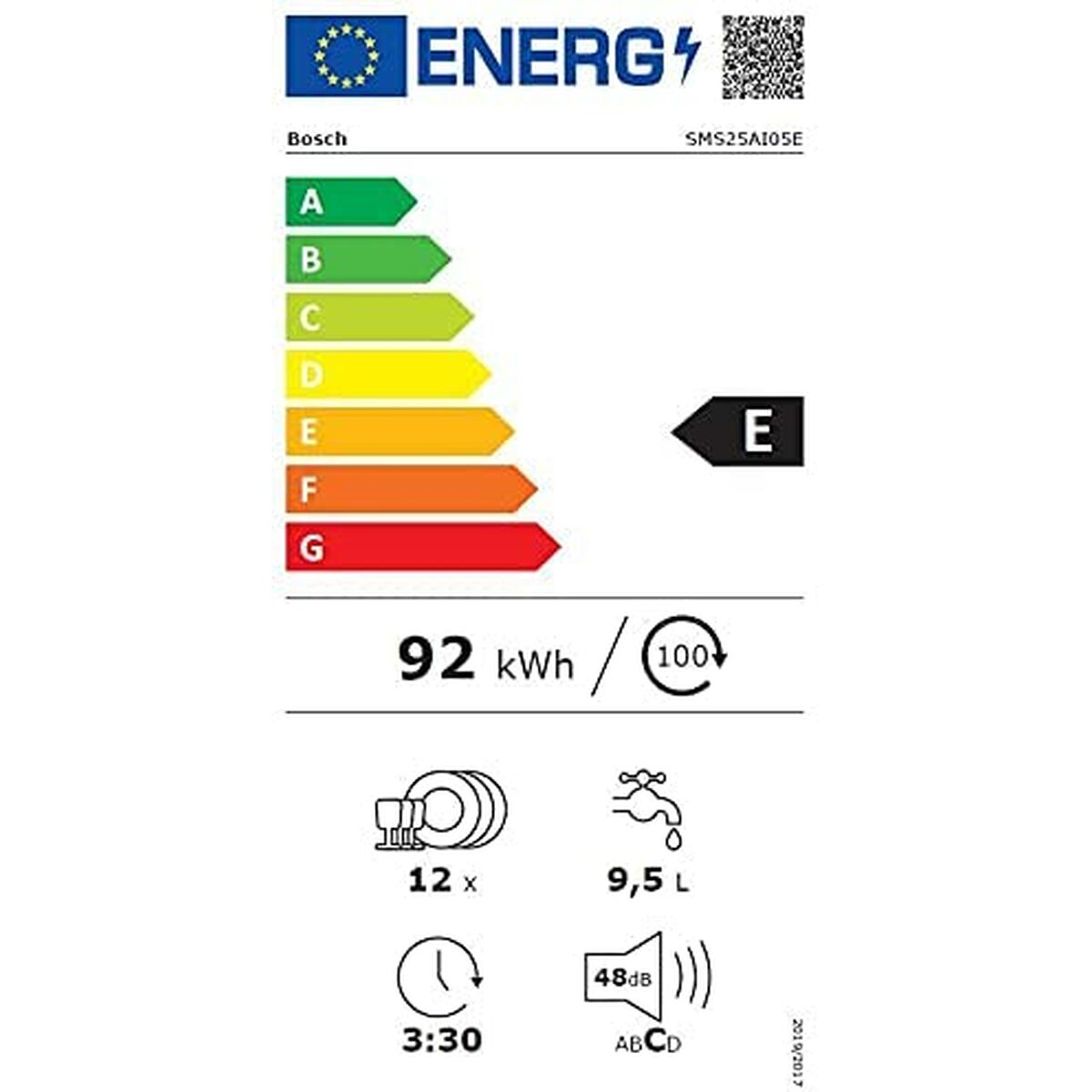 Lave-vaisselle BOSCH SMS25AI05E  Acier inoxydable (60 cm)