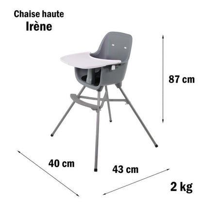 Chaise haute NANIA IRENE - 6 mois a 3 ans - Plateau amovible - Créée et fabriquée en France