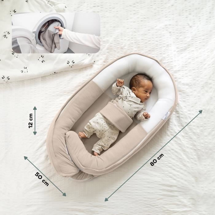 BABYMOOV Réducteur de lit Doomoo Cocoon Tetra, nid douillet et sécurisé, beige