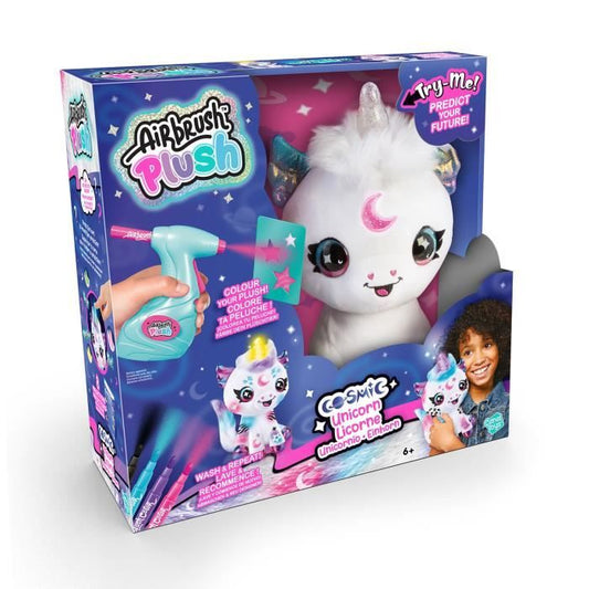 Canal Toys - Airbrush Plush - Peluche Licorne Cosmique a personnaliser avec corne lumineuse  - AIR 028