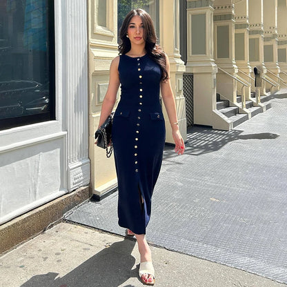 Robe Simple et Longue avec fausses poches Femme - Collection été