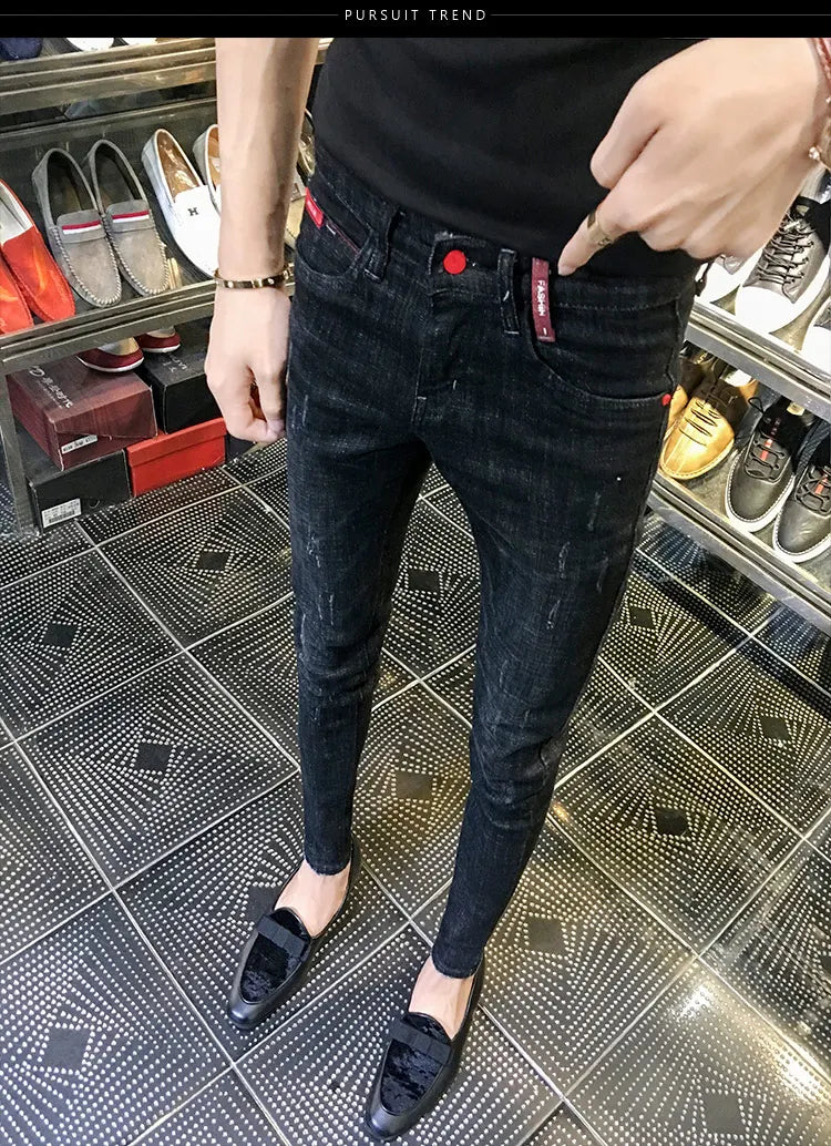 Jean Crayon Slim FJGuy pour Homme - Mode Étudiante Coréenne