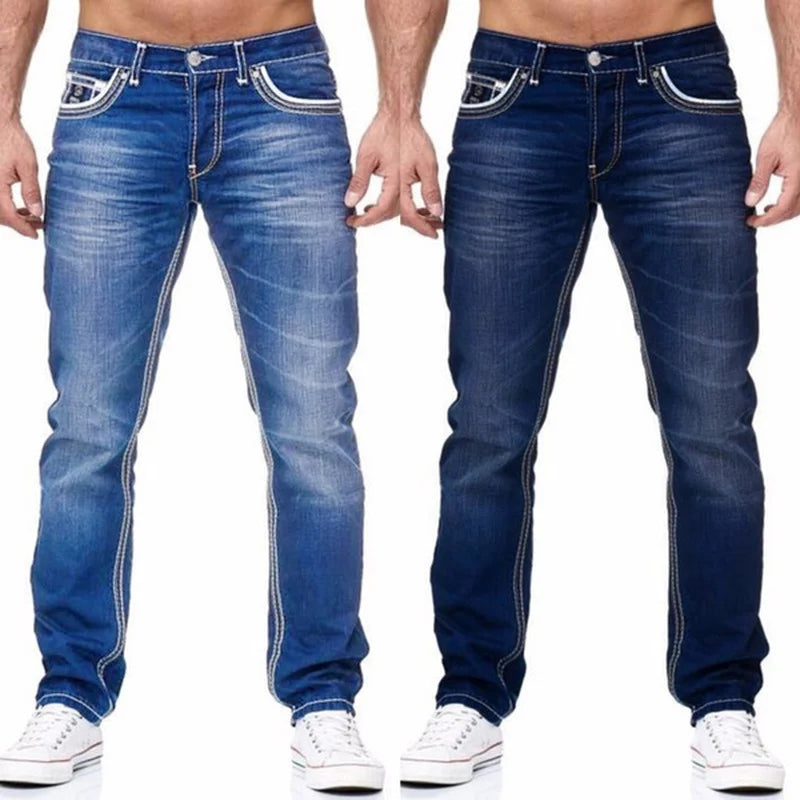 Jean Droit Denim Homme - Pantalon d'Affaires Décontracté